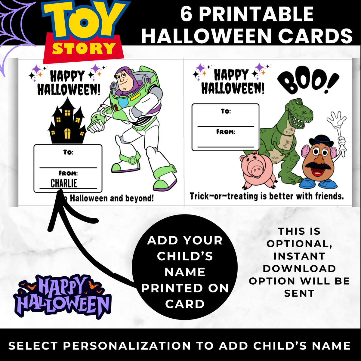 Toy Story Halloween Candy Cards Printable | Classroom Treat Cards PDF