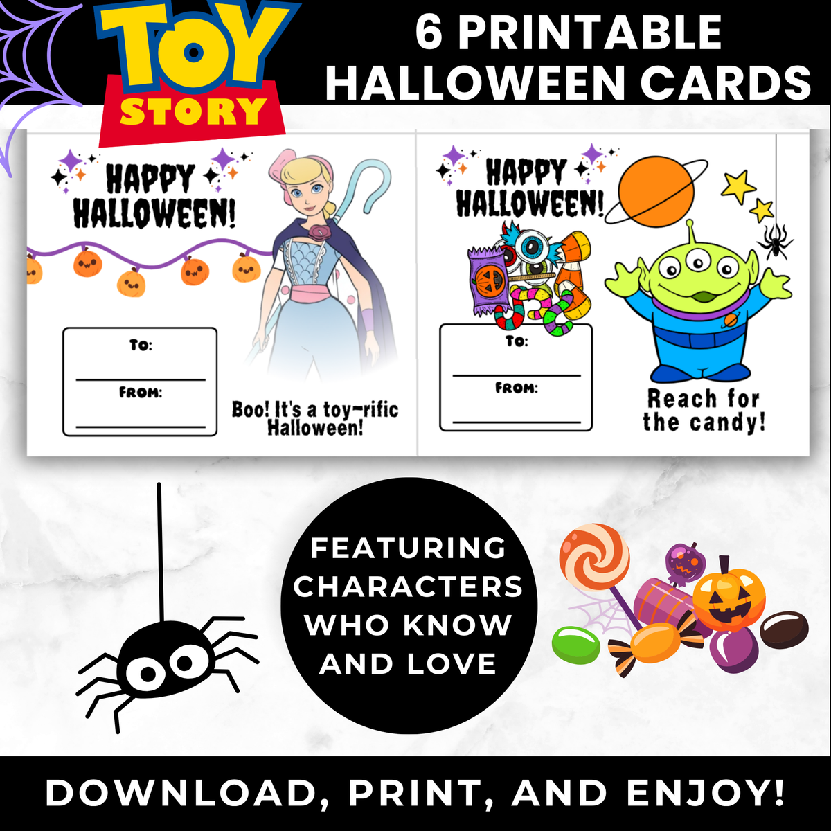 Toy Story Halloween Candy Cards Printable | Classroom Treat Cards PDF