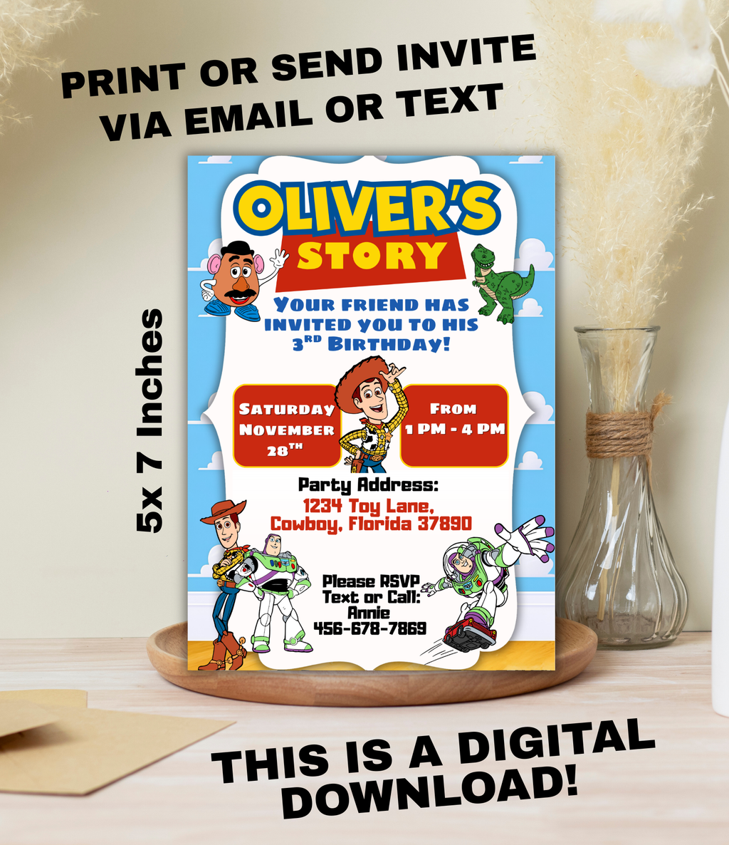 Toy Story Birthday Invitation for Boys | Personalized Toy Story Birthday Invite