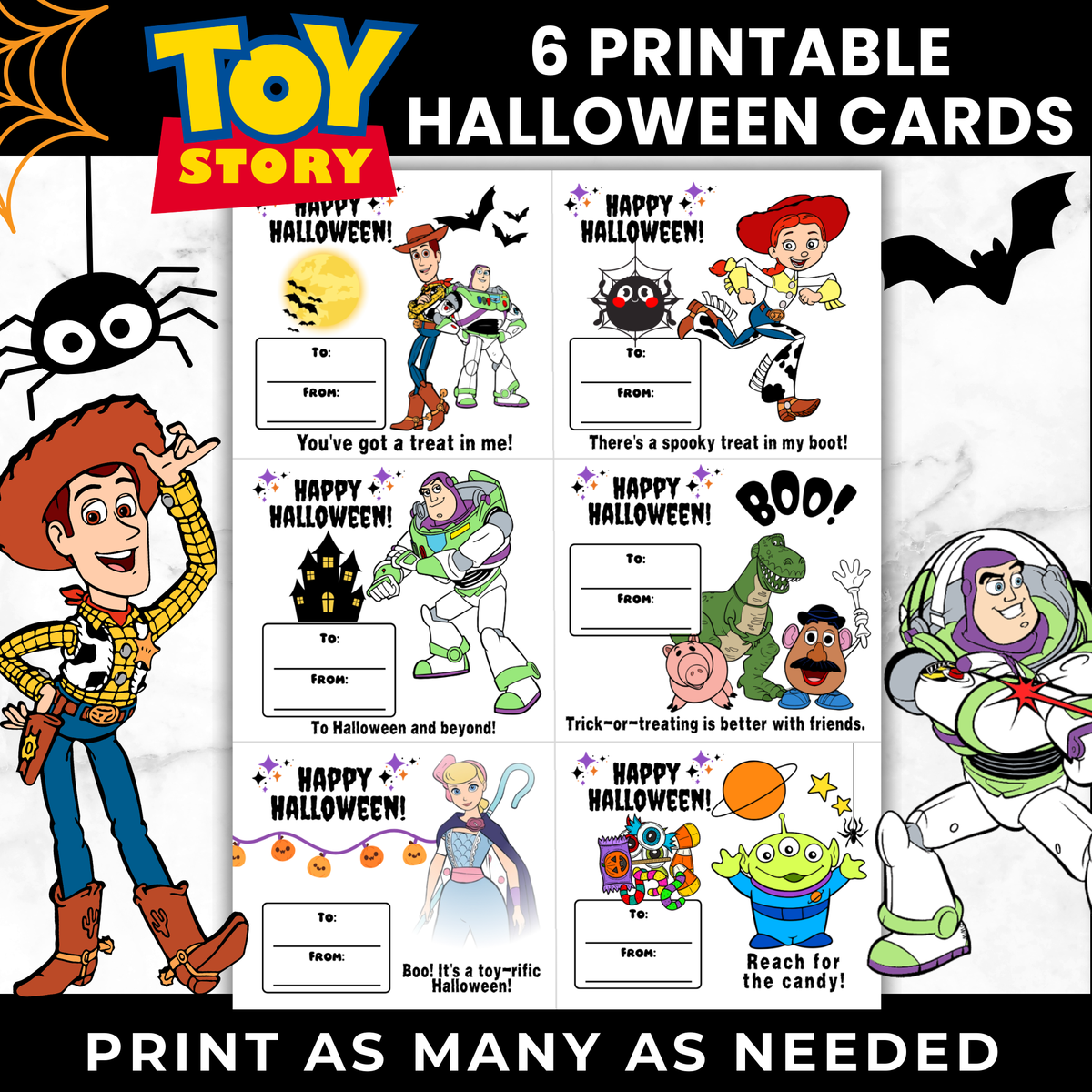 Toy Story Halloween Candy Cards Printable | Classroom Treat Cards PDF