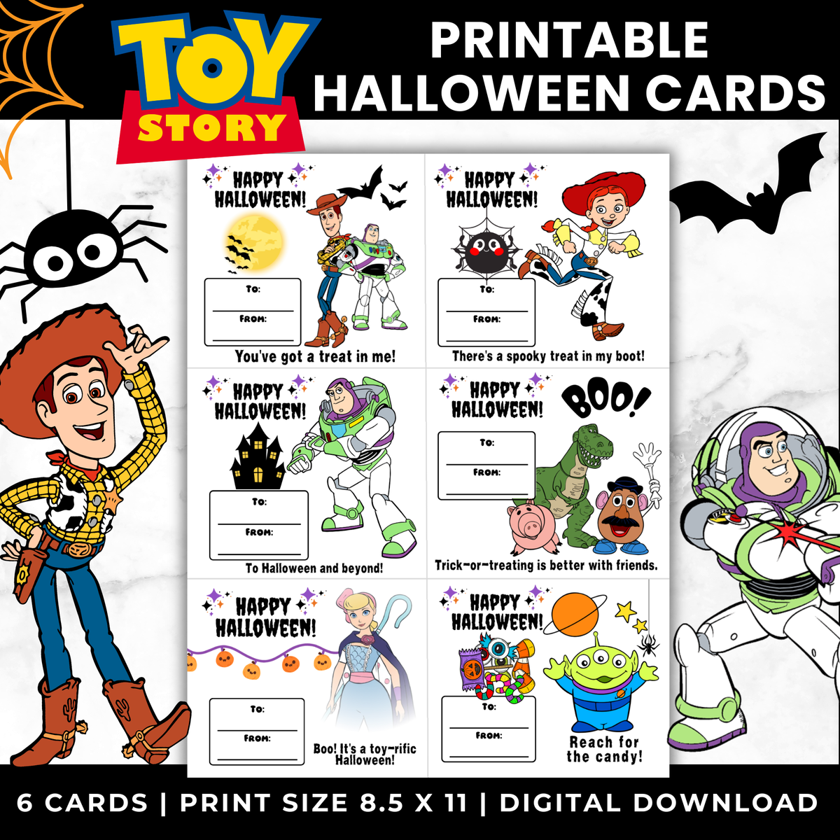 Toy Story Halloween Candy Cards Printable | Classroom Treat Cards PDF
