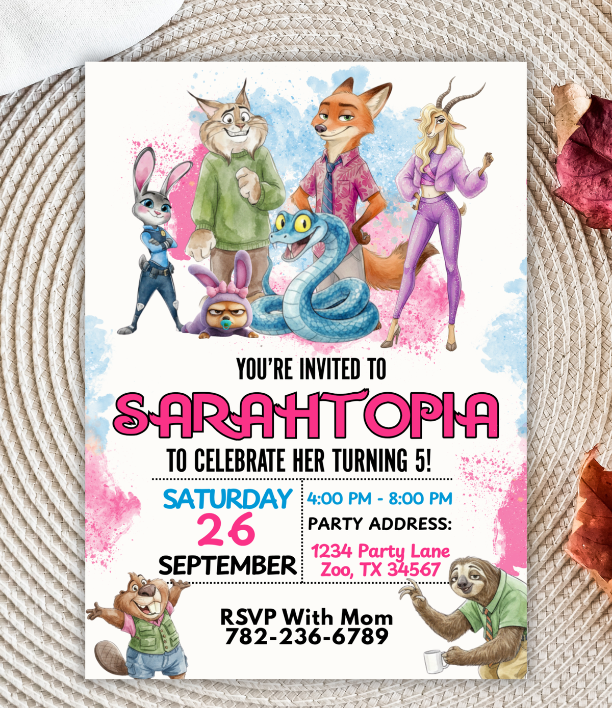 Zootopia birthday invitation printable, invitation design
