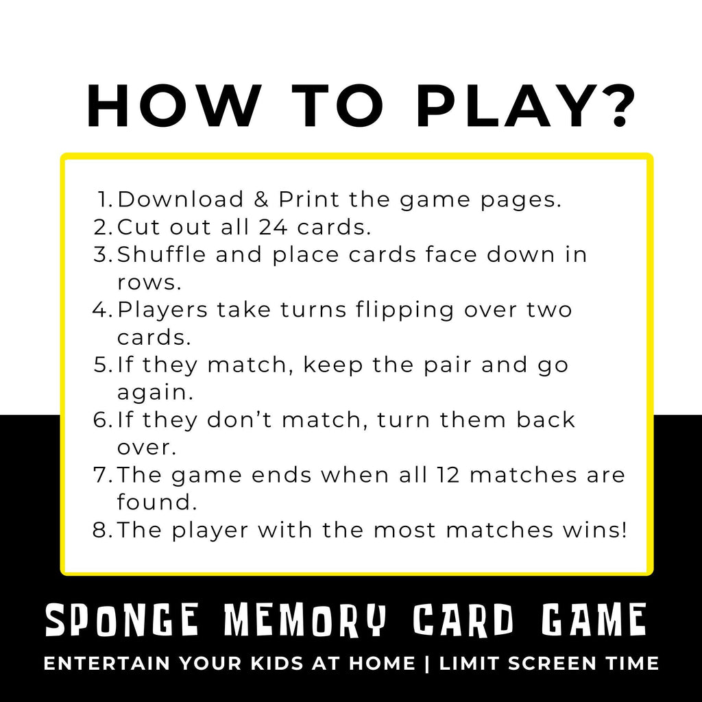 SpongeBob Memory Match Game for Kids | SpongeBob Birthday Party Game