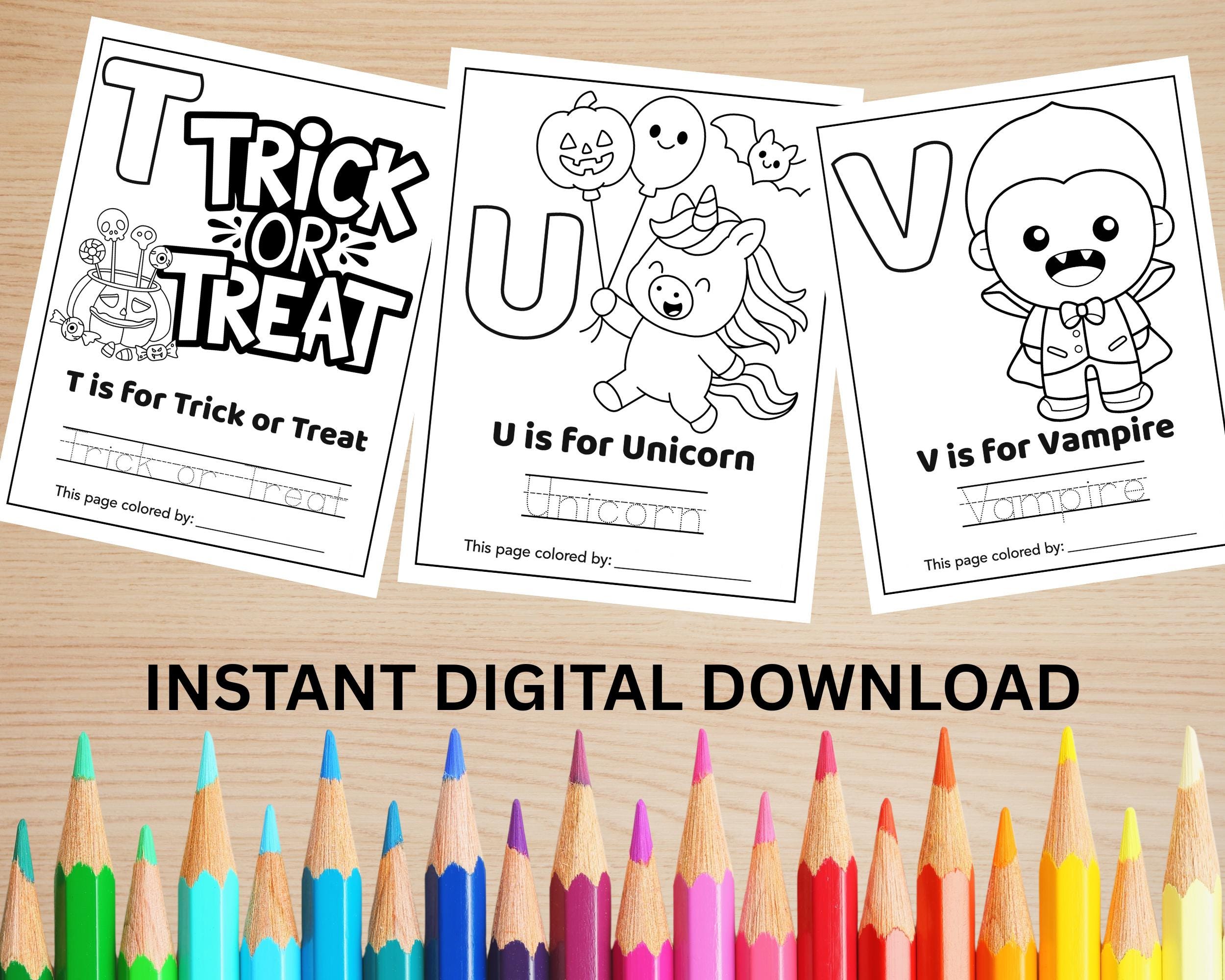 Halloween Alphabet Coloring Pages A–Z Printable | Preschool & Kindergarten Letter Tracing Worksheets | Halloween ABC Activity Book PDF
