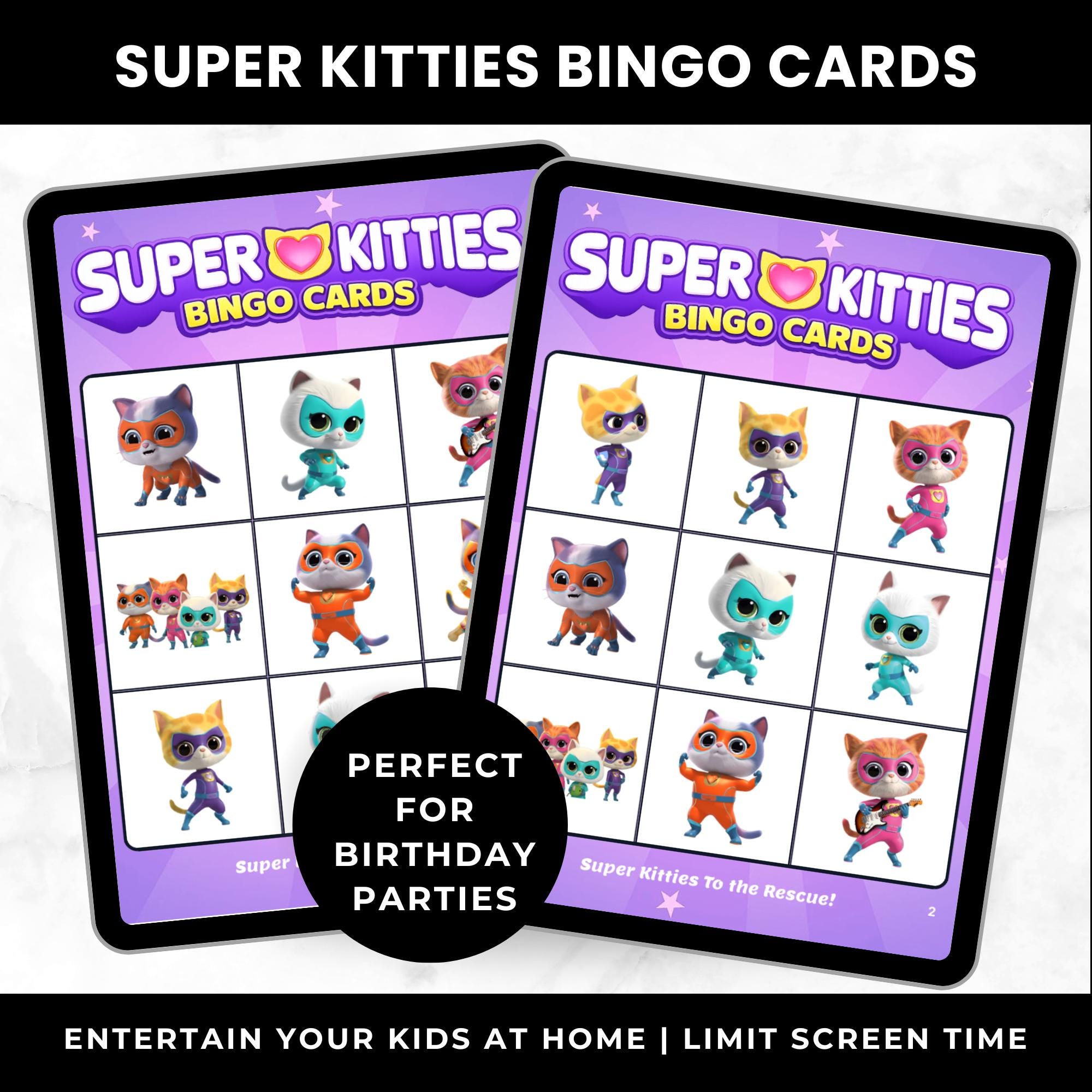 Printable Super Kitties Bingo Cards
