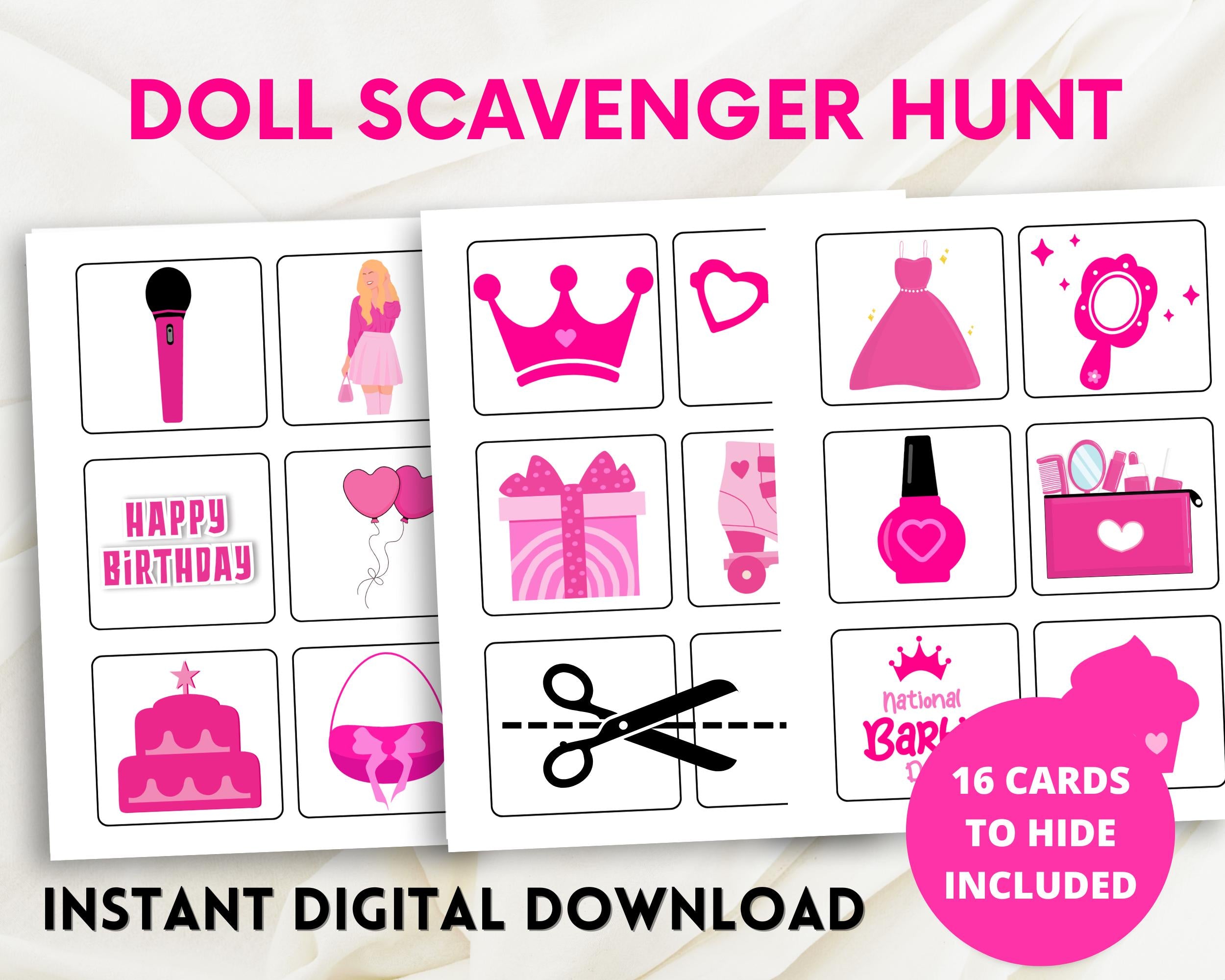 Fashion Doll Scavenger Hunt  | Doll Birthday Activity |  Printable Kids Party Game