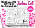 Custom Fashion Doll Birthday Coloring Page | Personalized Doll Birthday Activity | Custom Printable Kids Party Favor | Doll Coloring Sheet