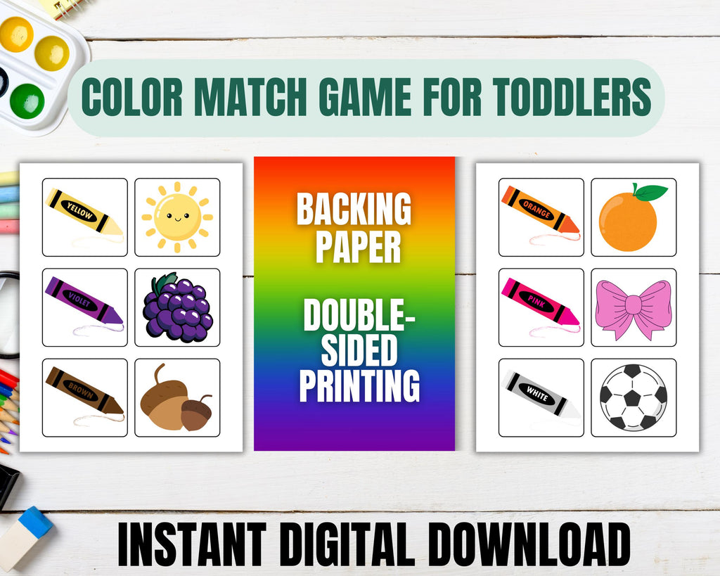 Color Matching Game for Kids | Memory Match Game | Printable Homeschool Activity