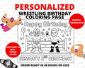 Personalized Wrestling Birthday Coloring Page for Kids Party Favor | Free Bingo Cards