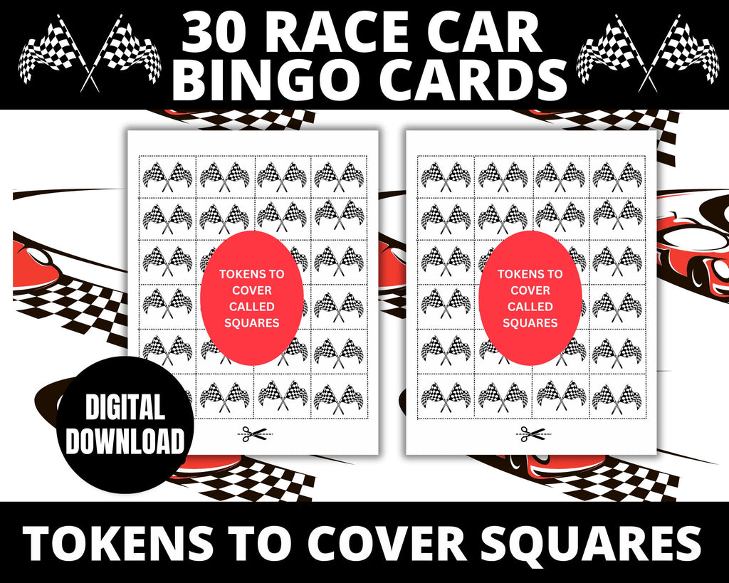 Race Car Birthday Bingo Cards | Birthday Activity Sheet | Race Car Party Games