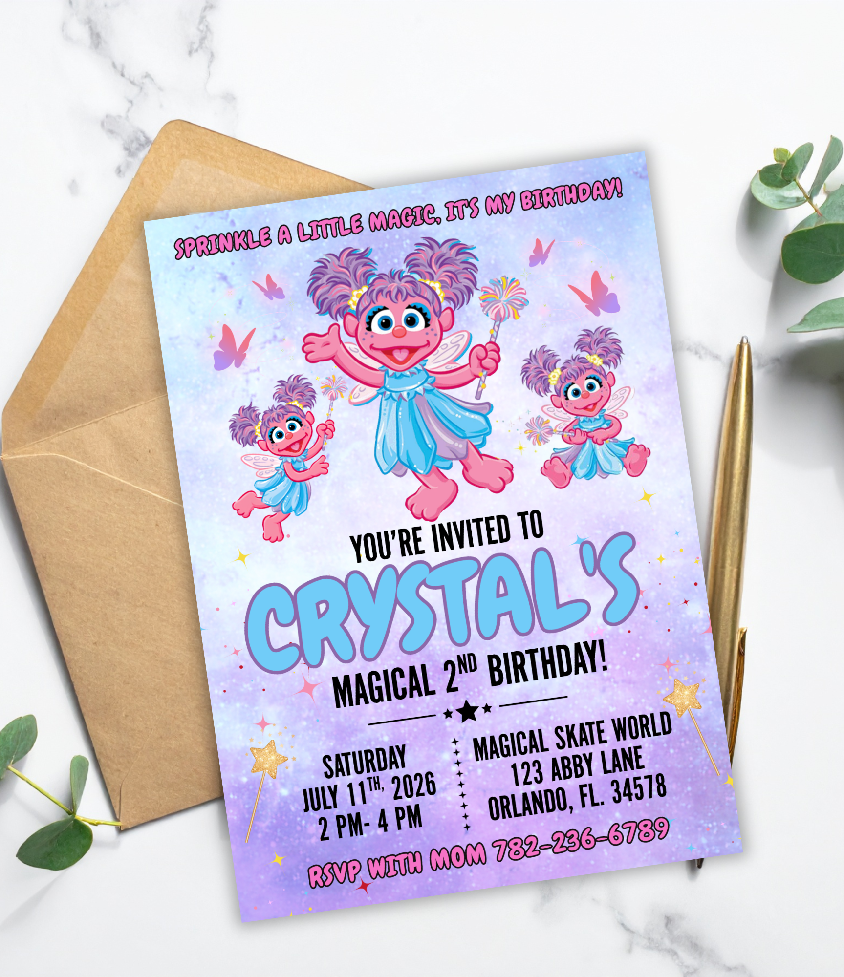 Abby Cadabby Birthday Invitation | Magical Fairy Birthday Invite Printable | Personalized Sesame Street Party Invitation