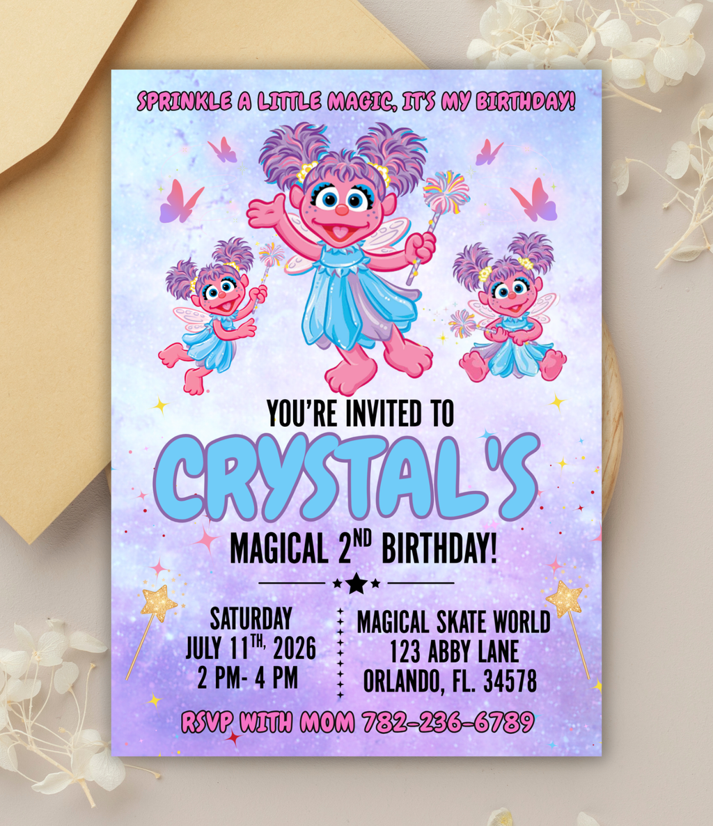 Abby Cadabby Birthday Invitation | Magical Fairy Birthday Invite Printable | Personalized Sesame Street Party Invitation