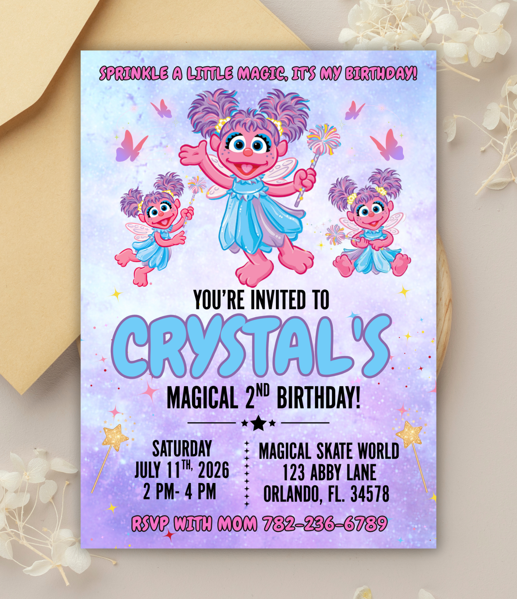 Abby Cadabby Birthday Invitation | Magical Fairy Birthday Invite Printable | Personalized Sesame Street Party Invitation