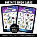 Fortnite Game Bingo Cards | Fortnite Game Birthday Party Games | Fortnite Party Favors | Printable Bingo Cards