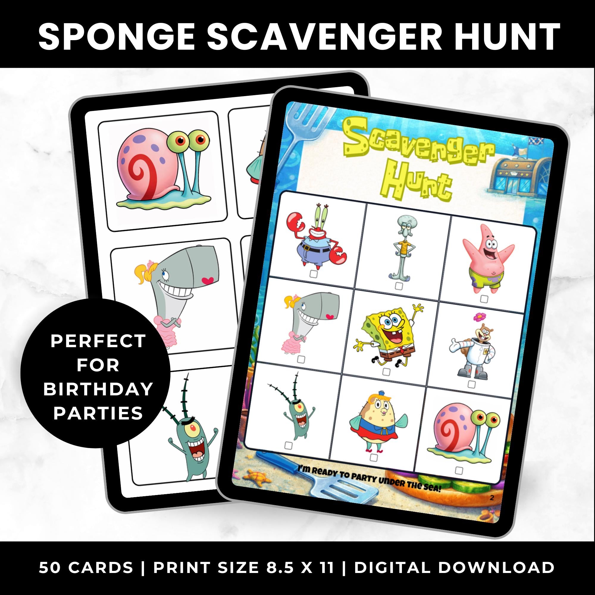 SpongeBob Birthday Scavenger Game | SpongeBob Birthday Party |Under the Sea Party Game | Kids Birthday Party Game