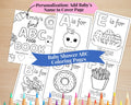 ABC Baby Shower Coloring Book | Personalized Baby's First ABC Book, Baby Shower Activity, Printable Alphabet Food Coloring Book Pages
