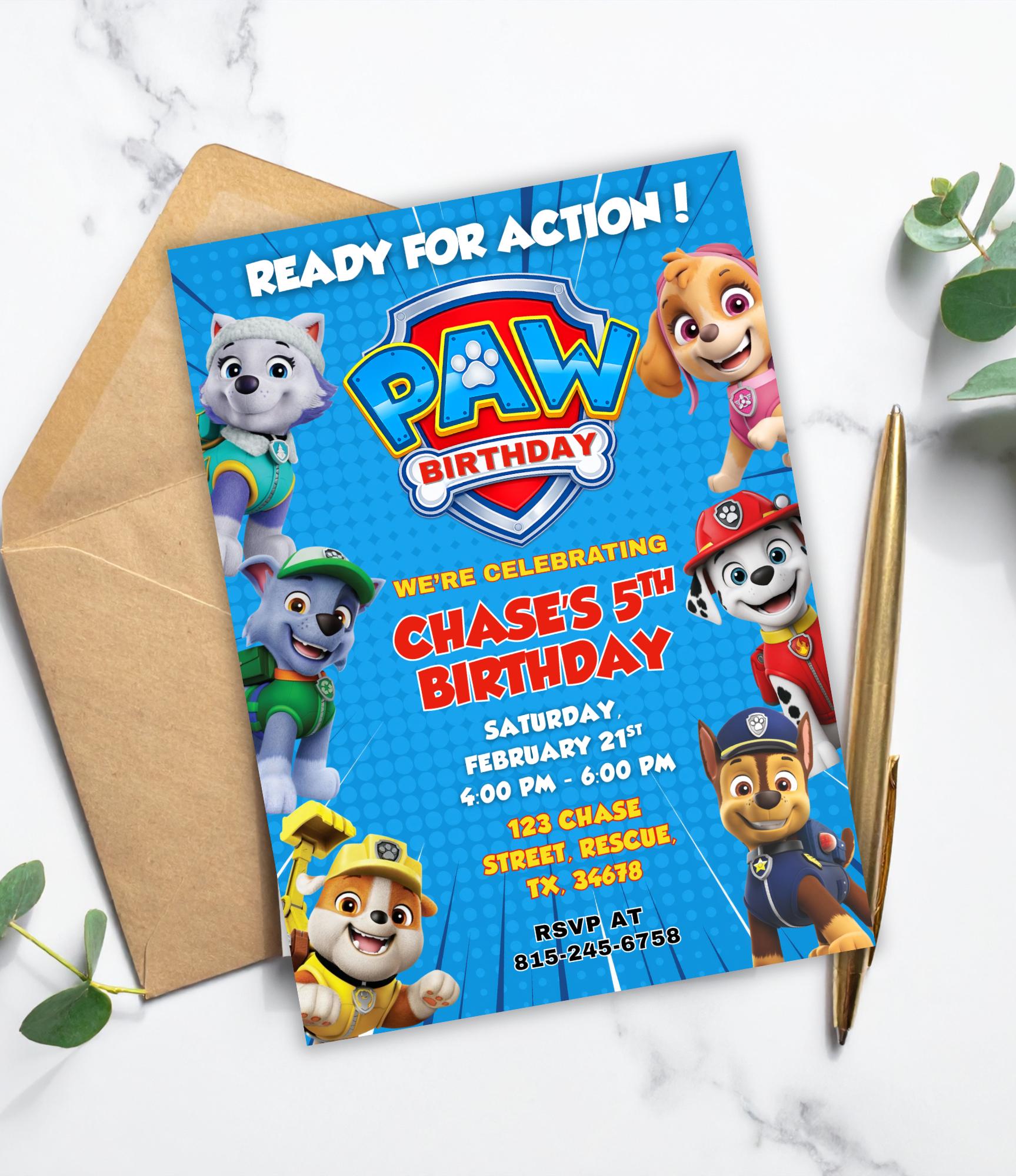 Paw Patrol Birthday Invitation | Printable Paw Birthday Invite | Paw Birthday Party | Done for You Kids Birthday Invitation | Puppy Theme Invite
