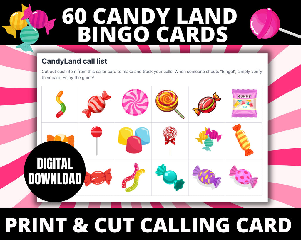 Candy Birthday Bingo Cards for Kids Candy Party Favors