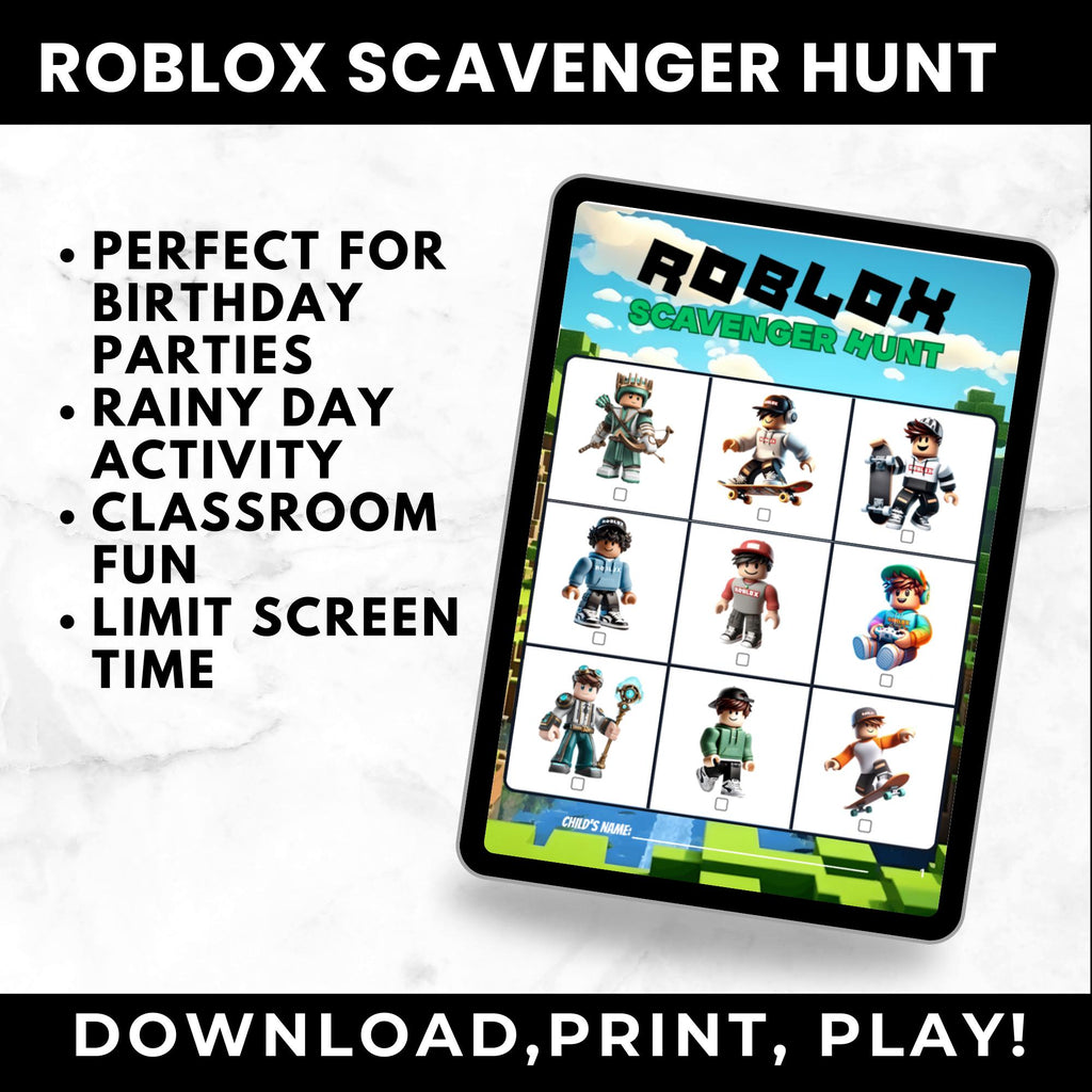 Roblox Birthday Game for Boys | Roblox Scavenger Hunt Cards| Gaming Party for Kids | Roblox Birthday Party Activity