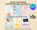 20 Editable Baby Shower Invitation Templates | Canva Baby Shower Invitation Bundle | Instant Download