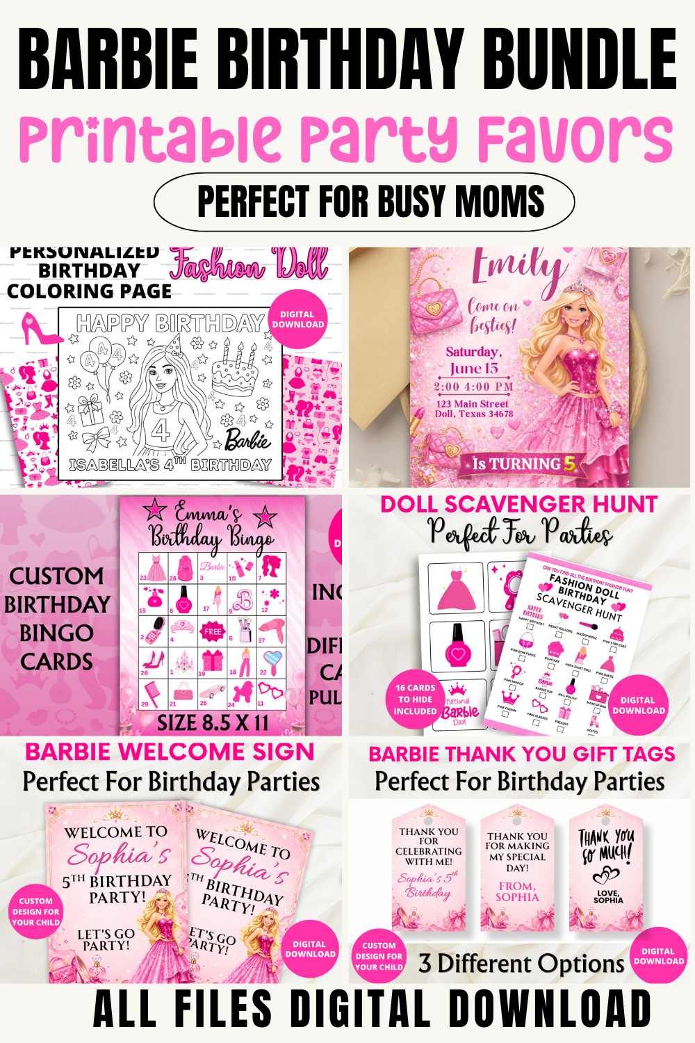 Barbie Birthday Party Printables Bundle