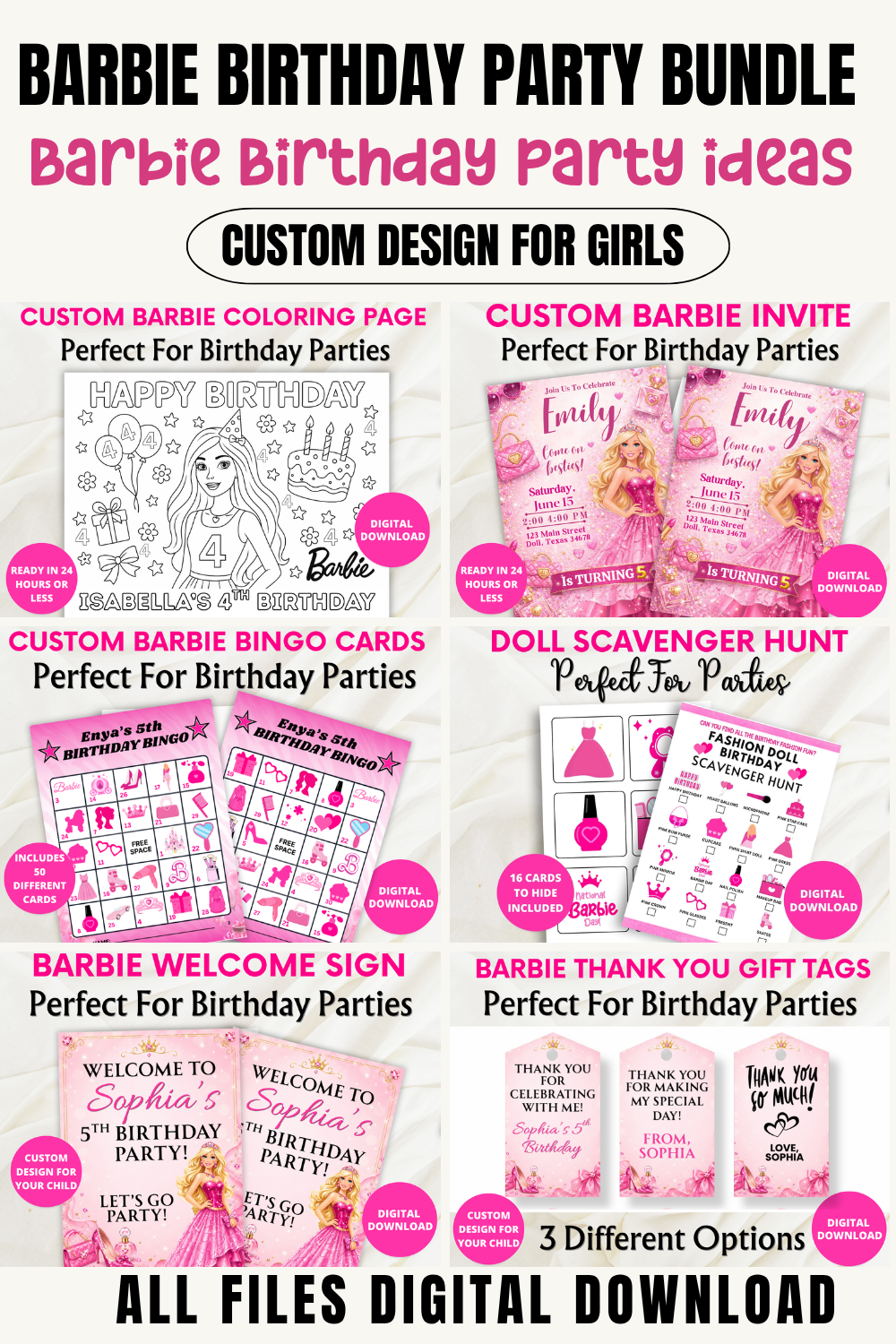 Barbie Birthday Party Printables Bundle