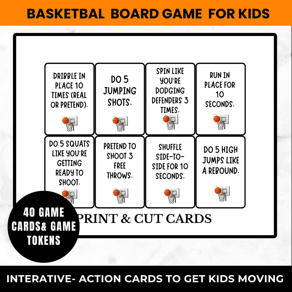 Basketball Board Game for Kids Printable |Sports Party Game