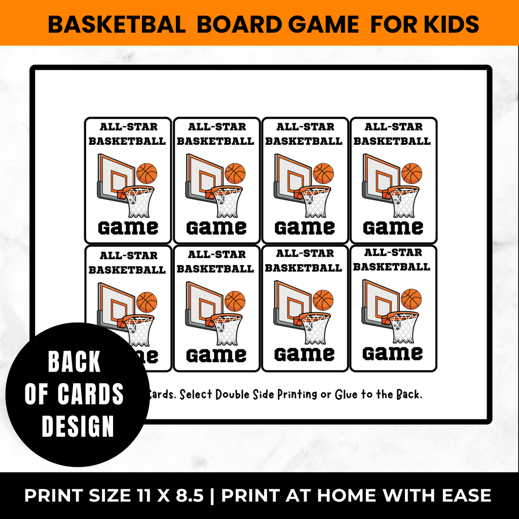 Basketball Board Game for Kids Printable |Sports Party Game