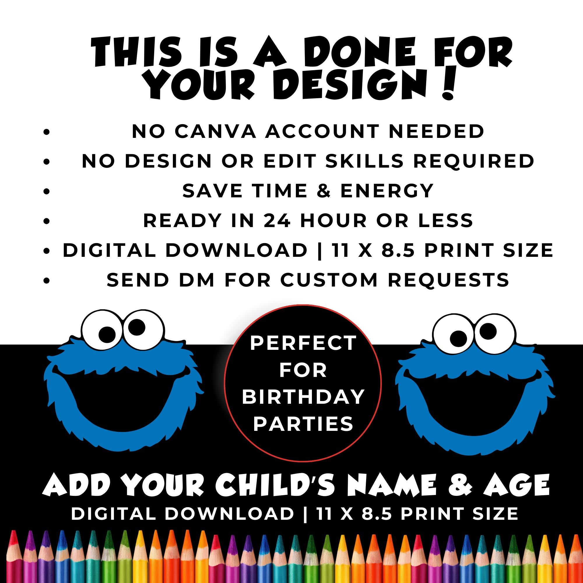 Custom Elmo Birthday Coloring  | Sesame Birthday Party Activity | Sesame Party Favors | Printable Elmo & Friends Birthday Placemat