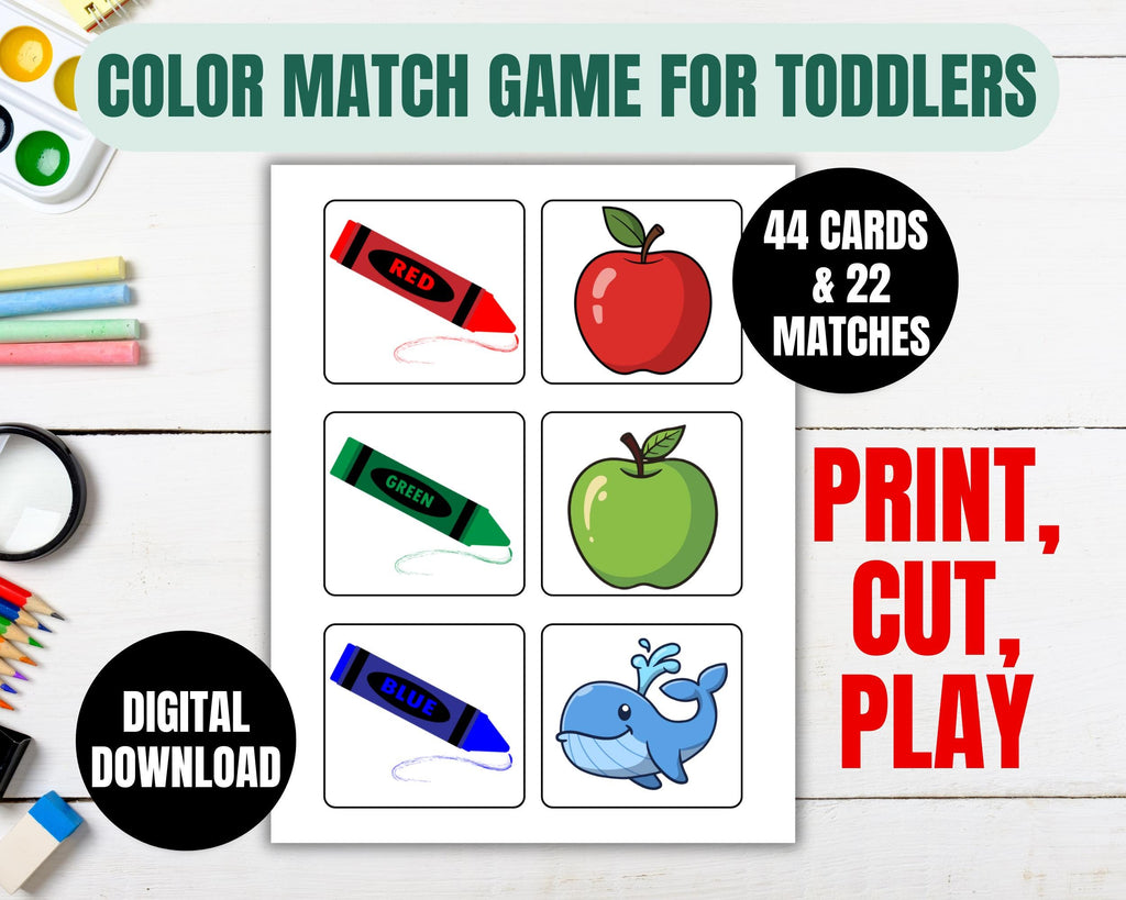 Color Matching Game for Kids | Memory Match Game | Printable Homeschool Activity
