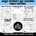 Free Bluey Mother’s Day Coloring Pages for Kids | All About My Mom Worksheet | Printable Classroom Mother’s Day Craft 8.5x11