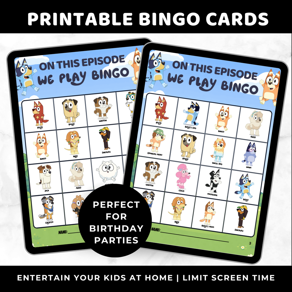 Bluey Bingo Cards for Kids
