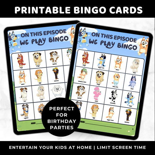 Bluey Bingo Cards for Kids