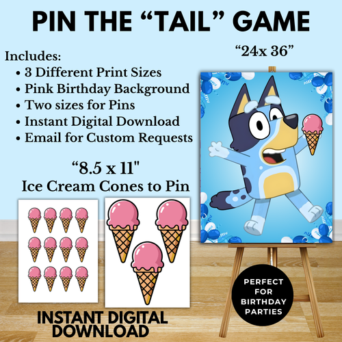 Bluey Pin the Tail Game Printable – Bluey Birthday Party Game