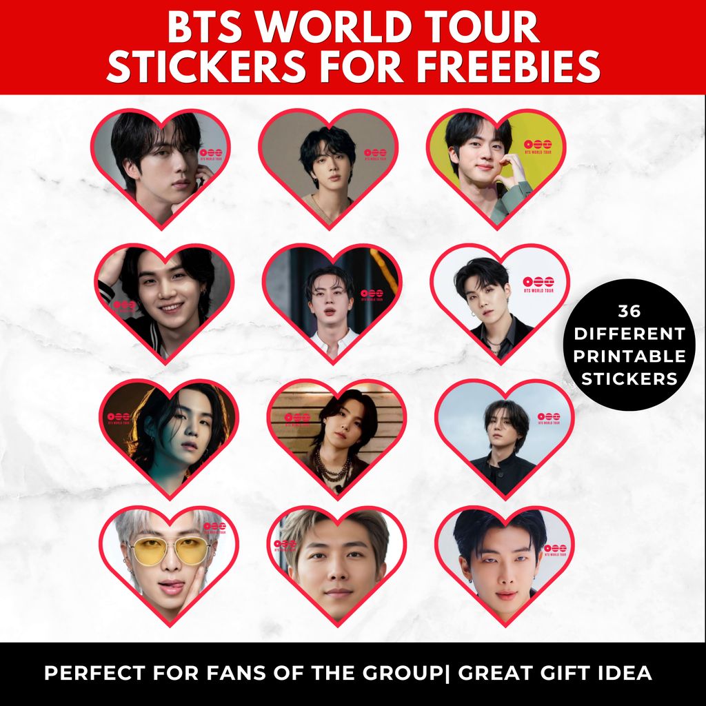 BTS World Tour Stickers Printable | Kpop Sticker Sheet | BTS Army Freebies | Army Party Favors | BTS Printable Stickers | Instant Download