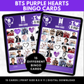 BTS Purple Hearts Bingo Cards | K-pop Fan Party Game | BTS Birthday Party Games |