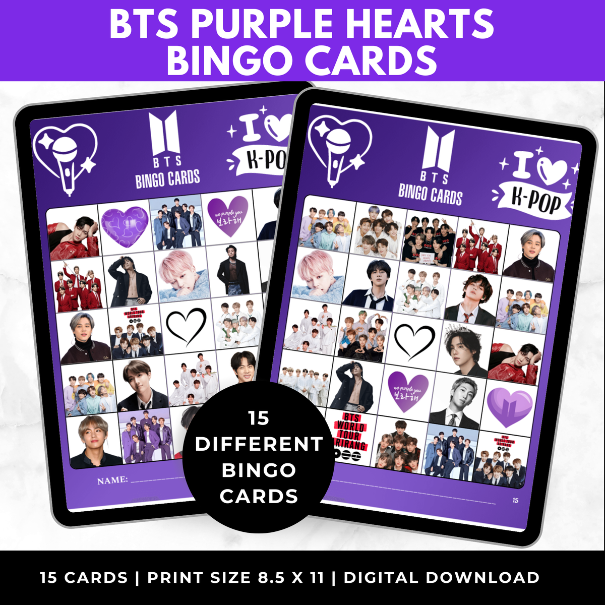BTS Purple Hearts Bingo Teen Birthday