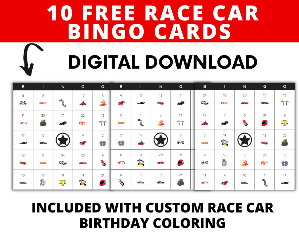 Personalized Race Car Birthday Coloring Activity for Kids Racecar Party Favor |
