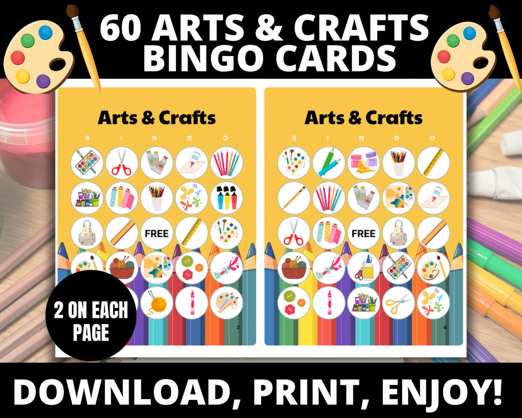 Art Bingo Cards| Arts and Crafts Birthday Bingo Game for Kids