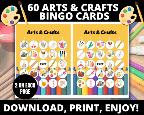 Art Bingo Cards| Arts and Crafts Birthday Bingo Game for Kids