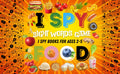 Book cover of 'I Spy Sight Words Game' focusing on food with colorful illustrations on an orange background.