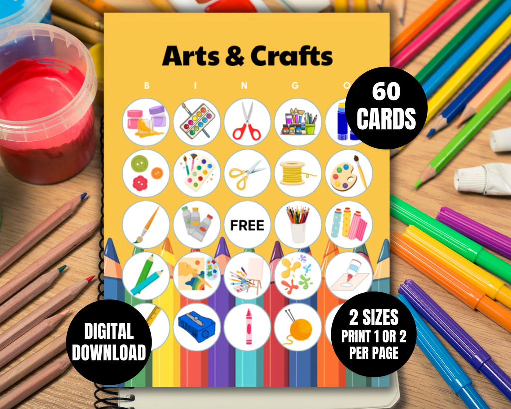 Art Bingo Cards| Arts and Crafts Birthday Bingo Game for Kids