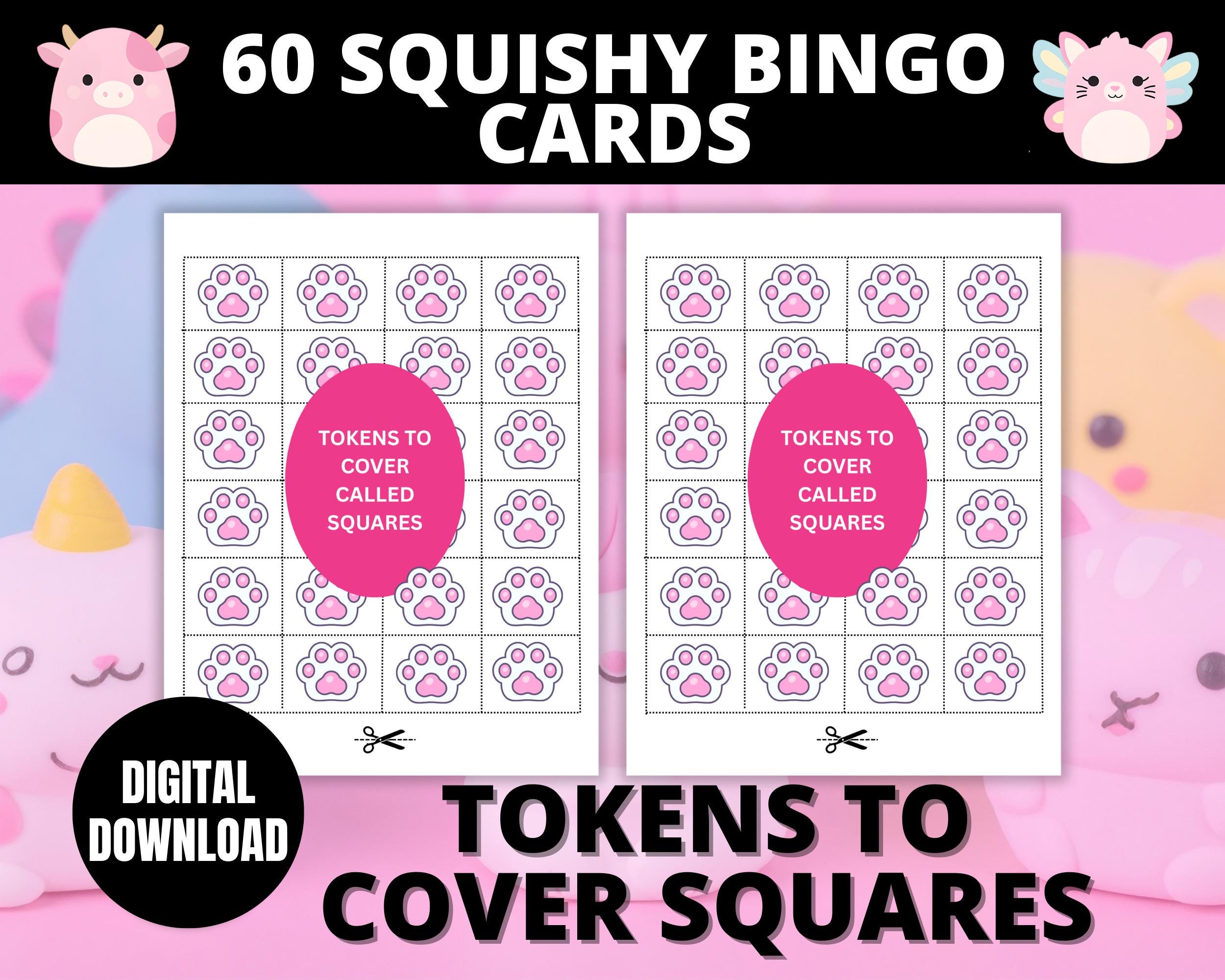 60 Squish Bingo Cards| Kids Birthday Bingo Game | Girls Birthday Party Activity