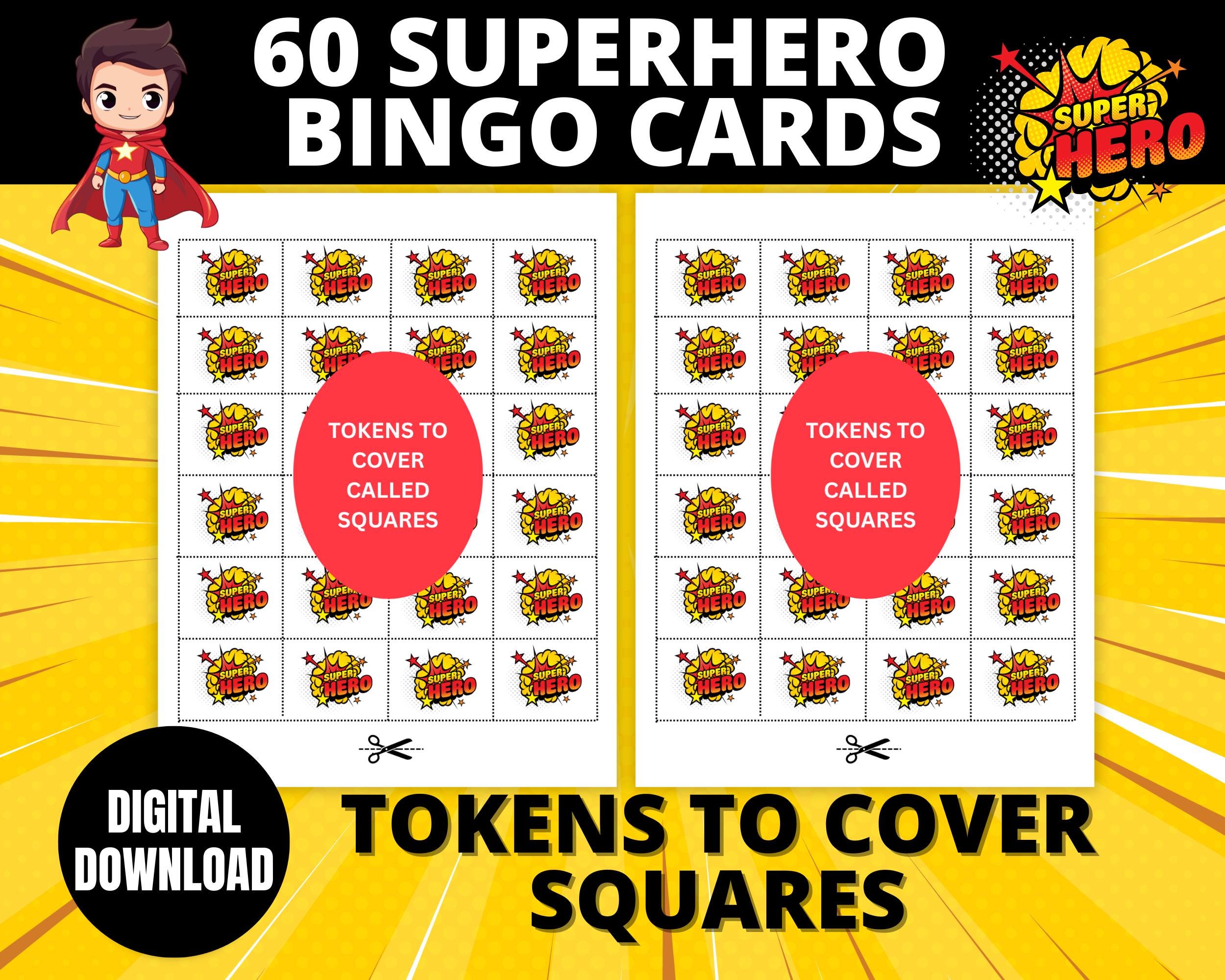 Superhero Bingo Cards | Printable Superhero Birthday Party Game | Kids Party Activity