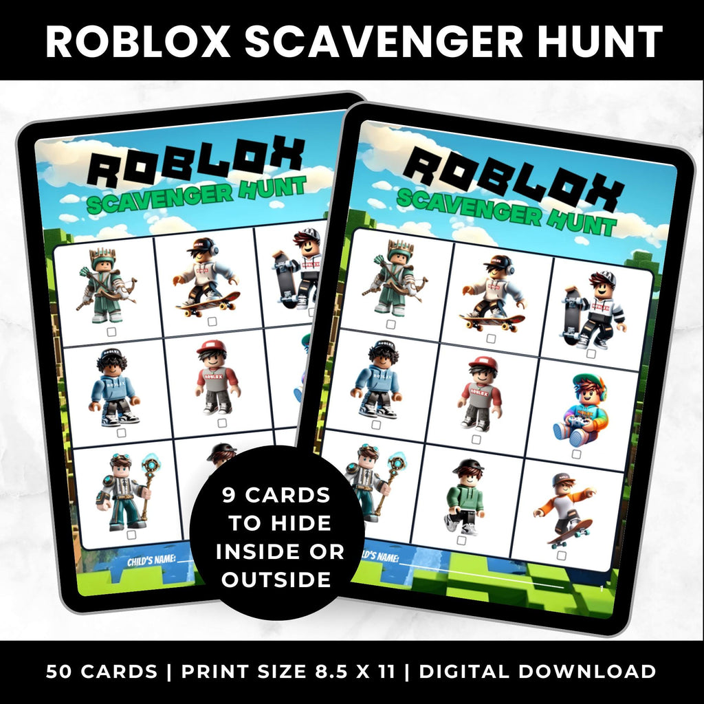 Roblox Birthday Game for Boys | Roblox Scavenger Hunt Cards| Gaming Party for Kids | Roblox Birthday Party Activity