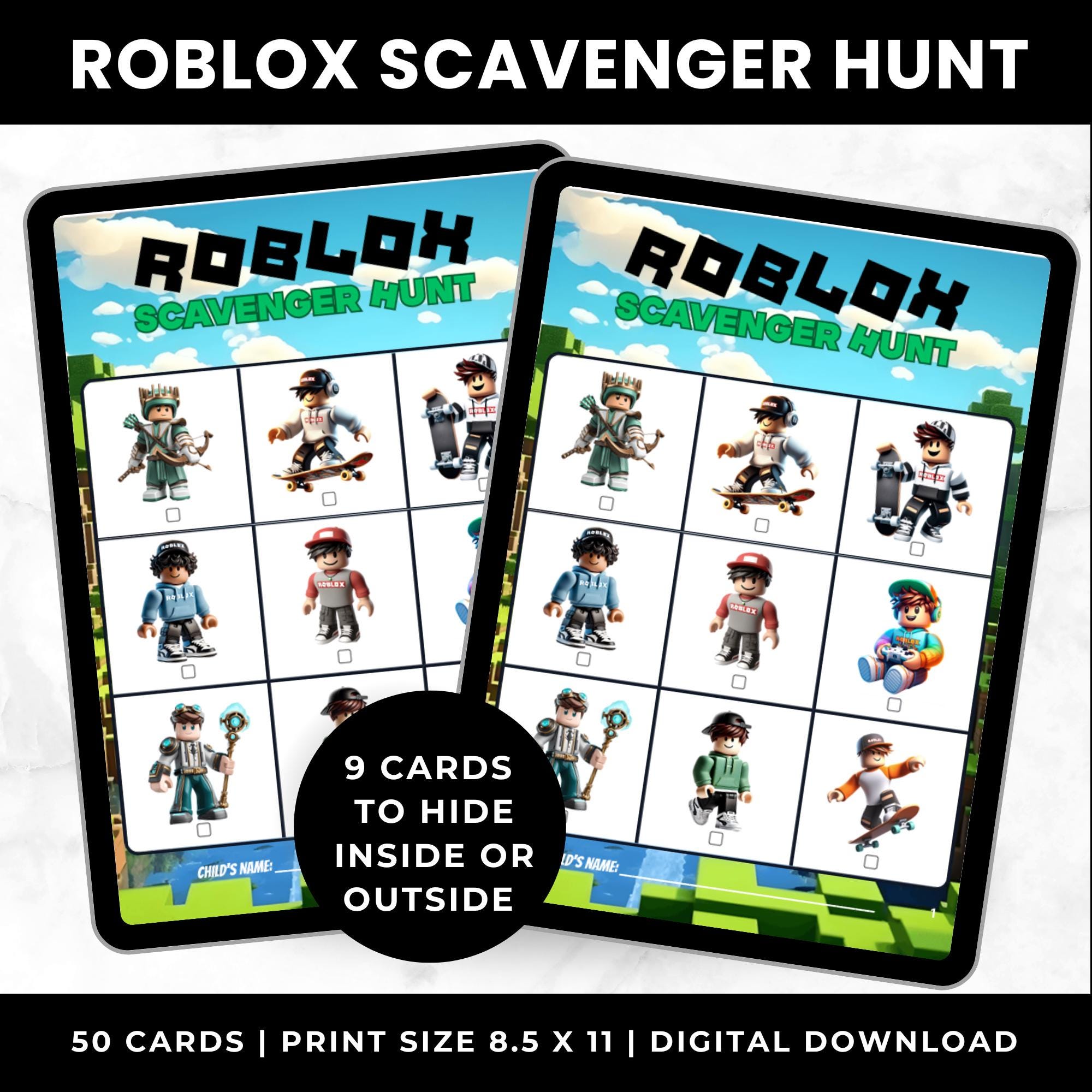 Roblox Birthday Game for Boys | Roblox Scavenger Hunt Cards| Gaming Party for Kids | Roblox Birthday Party Activity