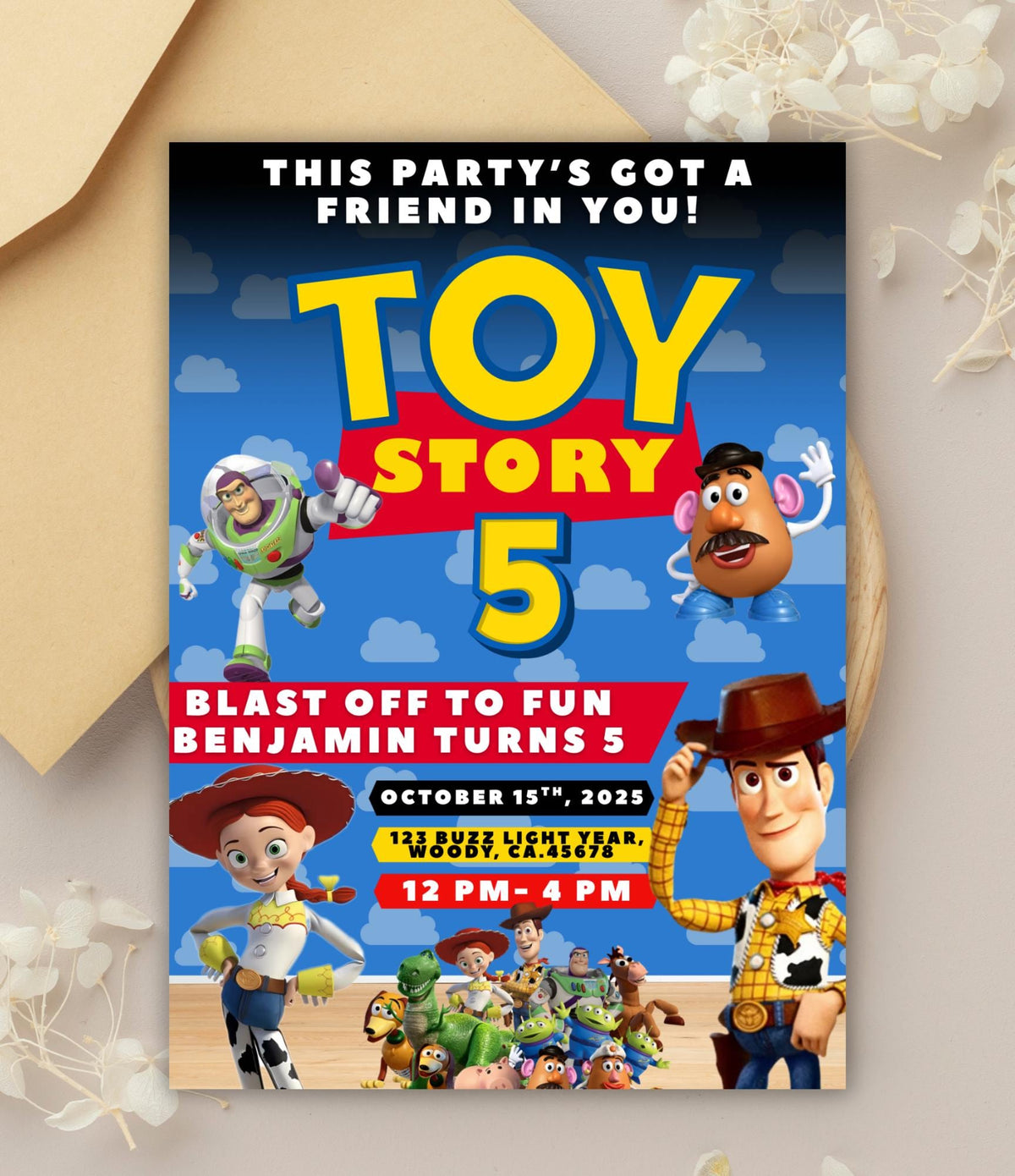 Toy Story Birthday Party Digital Invitation Printable Kids