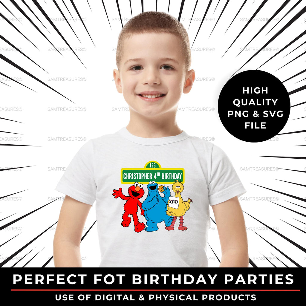Custom Sesame Birthday PNG for Kids | Sesame Birthday Party Image | Custom Elmo PNG | Cookie Monster Birthday PNG