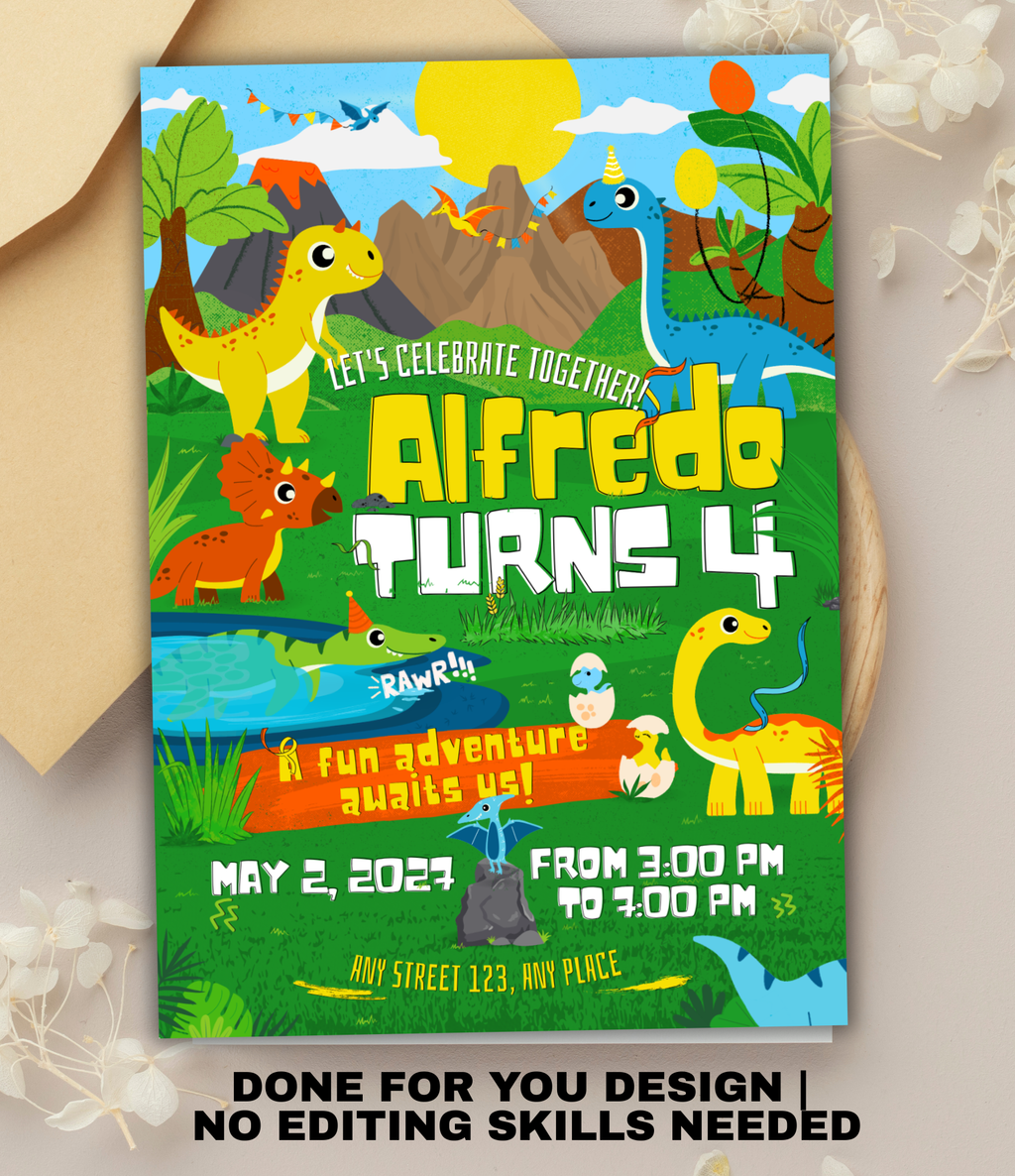 Dinosaur birthday invitation printable, invitation design