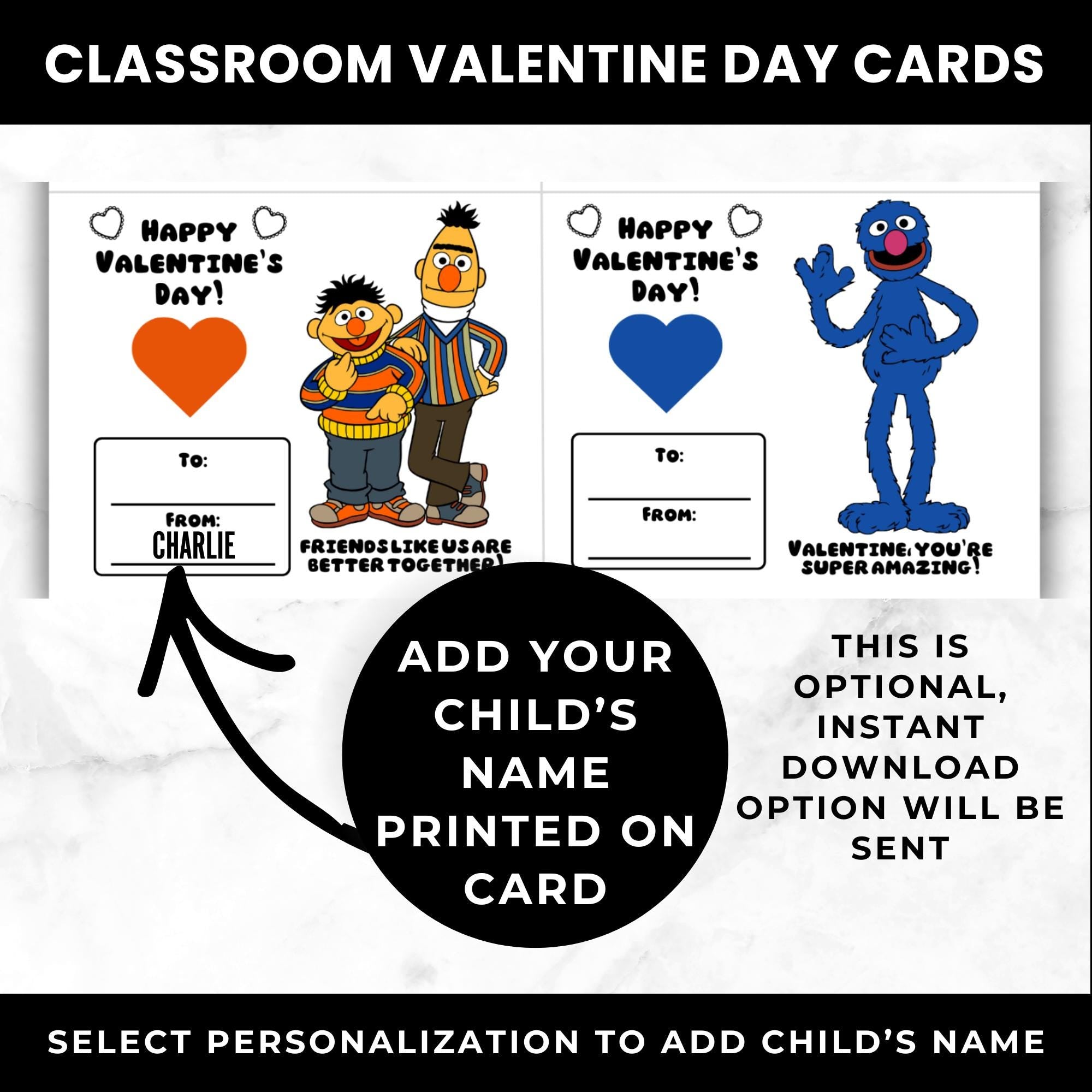 Sesame Street Valentine’s Day Cards for Kids | Printable Classroom Valentines